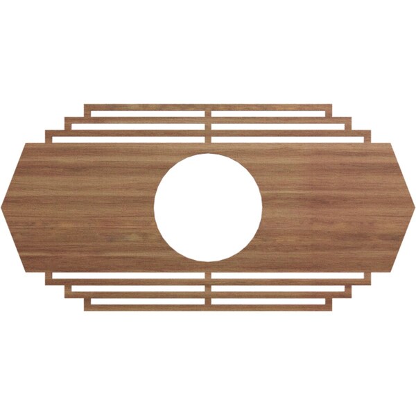 Ekena Millwork Chrysler Wood Fretwork Pierced Ceiling Medallion, Walnut, 24"W x 12"H x 6 1/4"ID x 3/8"T CMWP24X12X0375CSWA - main